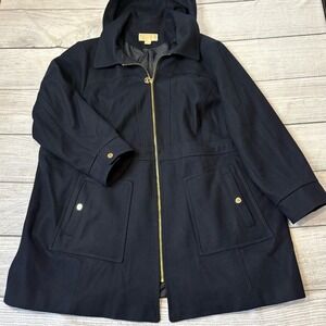 MICHAEL Michael Kors Navy Hooded Trench Coat